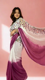 Mulberry Ombre Handpainted Kota Doria