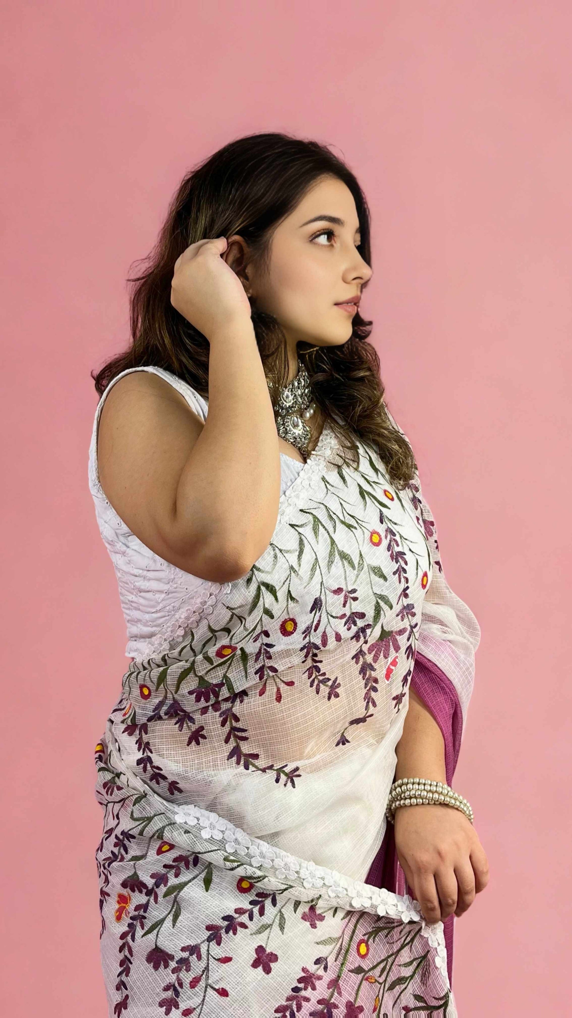 Mulberry Ombre Handpainted Kota Doria