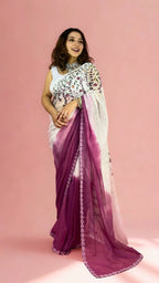 Mulberry Ombre Handpainted Kota Doria