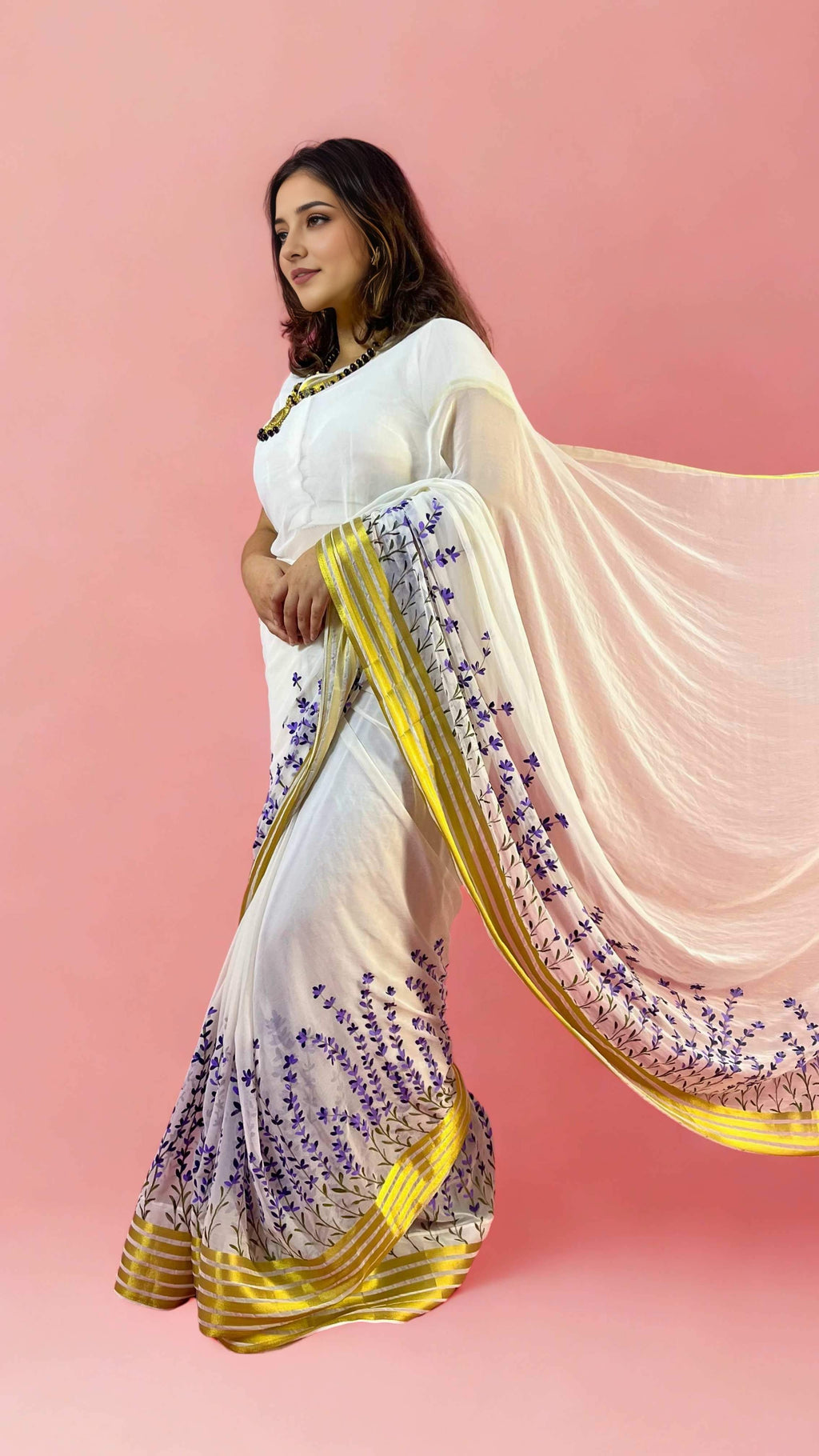 Chiffon Lavender Hand-painted