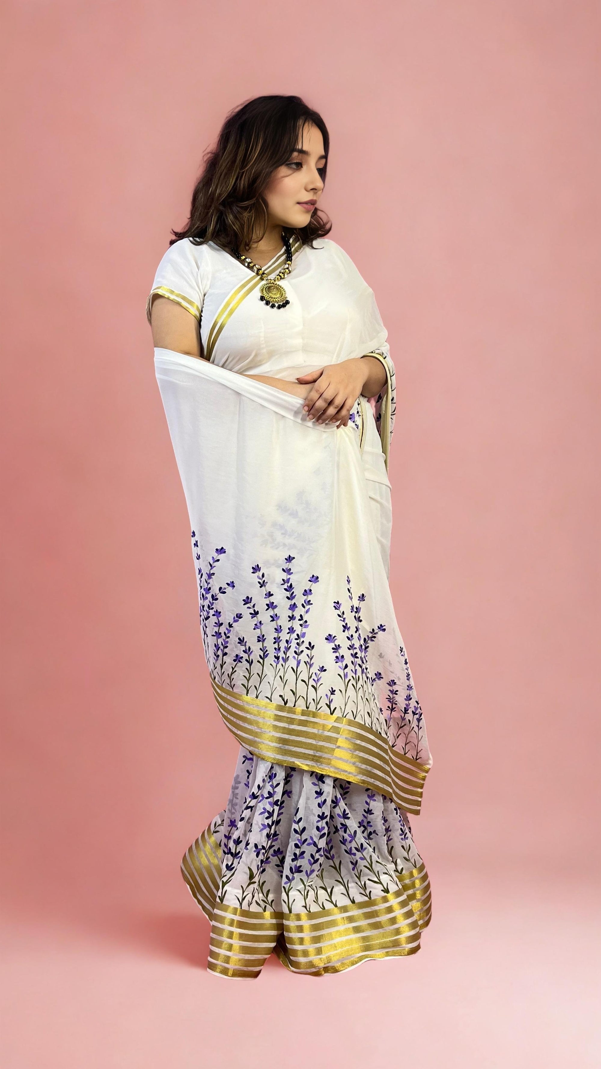 Chiffon Lavender Hand-painted