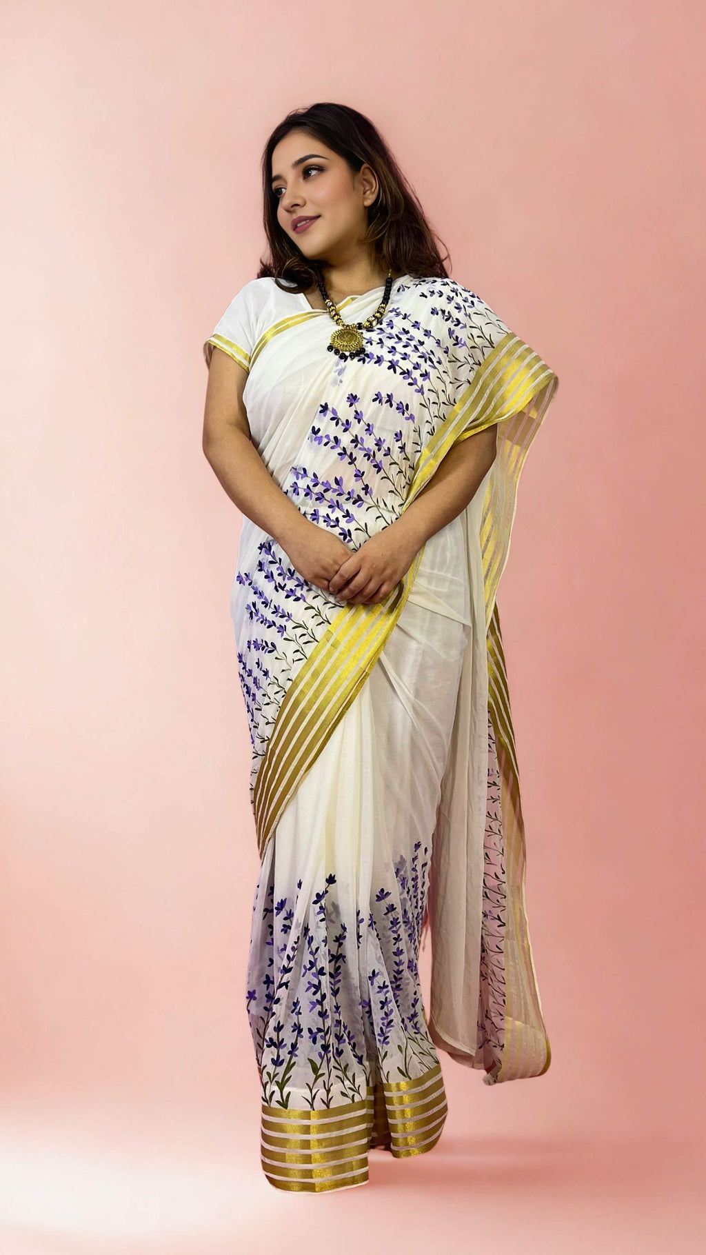 Chiffon Lavender Hand-painted