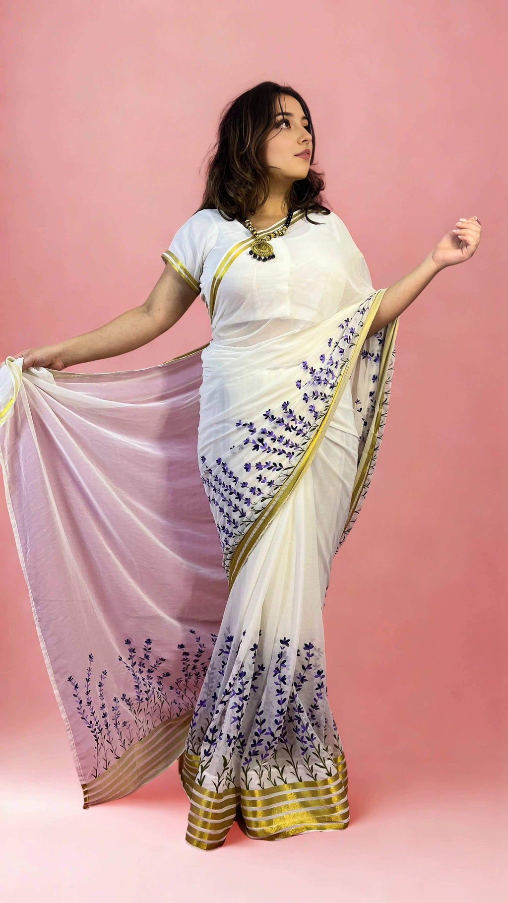 Chiffon Lavender Hand-painted