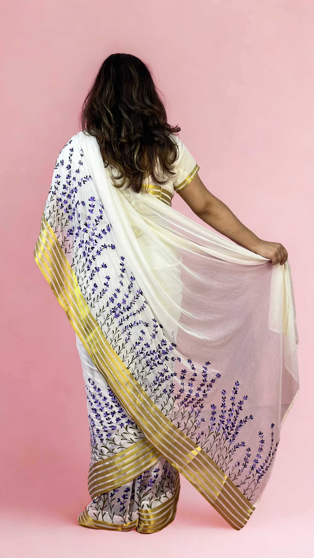 Chiffon Lavender Hand-painted