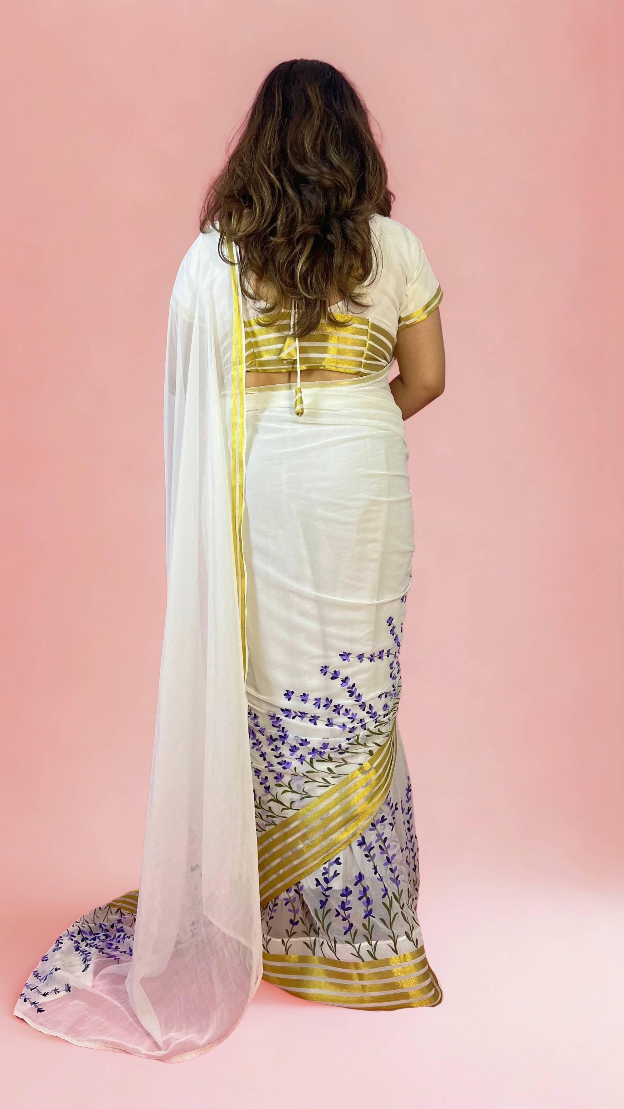 Chiffon Lavender Hand-painted