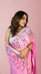 Pink Ombre Hand-painted Mulmul