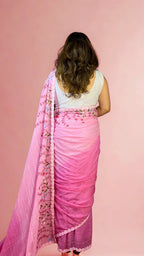 Pink Ombre Hand-painted Mulmul